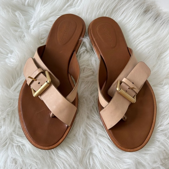 See by Chloe Sandals US 8, Beige White Slip On - Picture 1 of 7